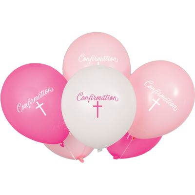 12 Inch Fancy Pink Cross Confirmation Balloons (pack quantity 8)