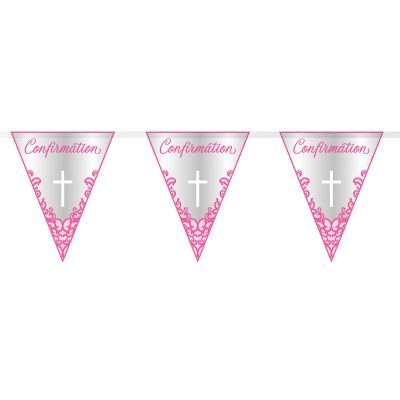 9ft Fancy Pink Cross Confirmation Flag Banner