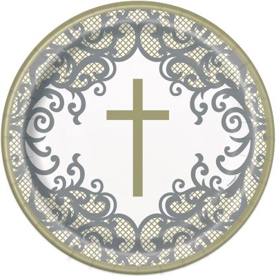 9 Inch Fancy Gold Cross Plates (pack quantity 8)