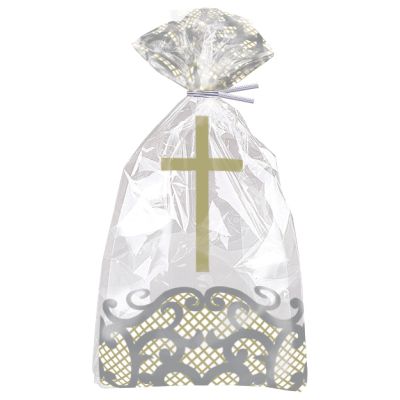 Fancy Gold Cross Cellophane Bags (pack quantity 20)