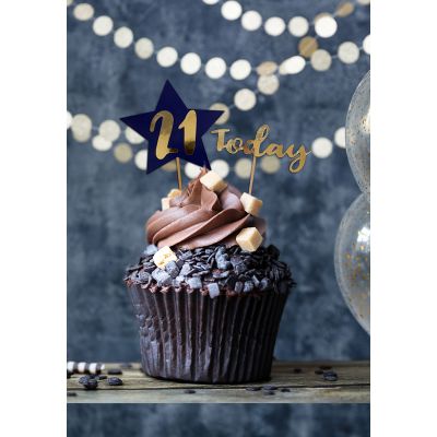 Any Age Navy & Gold 'today' Cake Topper