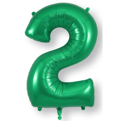 34 Inch Number 2 Green Jumbo Foil Balloon