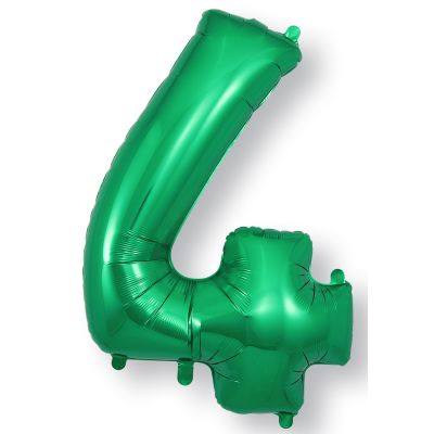 34 Inch Number 4 Green Jumbo Foil Balloon