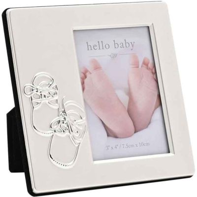 3x4 Inch Hello Baby Silverplated Frame With Booties Icon