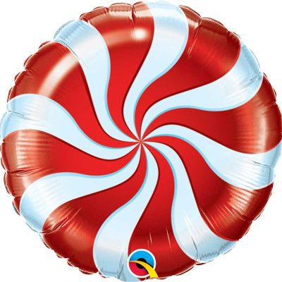 18 Inch Red Candy Swirl Foil Balloon