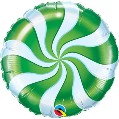 18 Inch Green Candy Swirl Foil Balloon