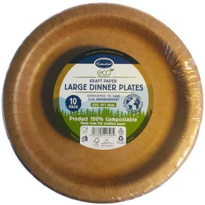 26cm Kraft Paper Plates (pack quantity 10)