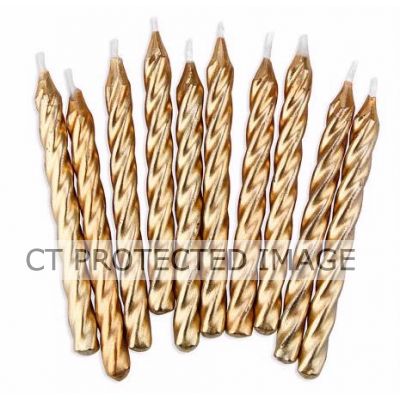  Gold Spiral Candles (pack quantity 10) 