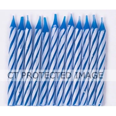  Spiral Birthday Blue Candles (pack quantity 24) 