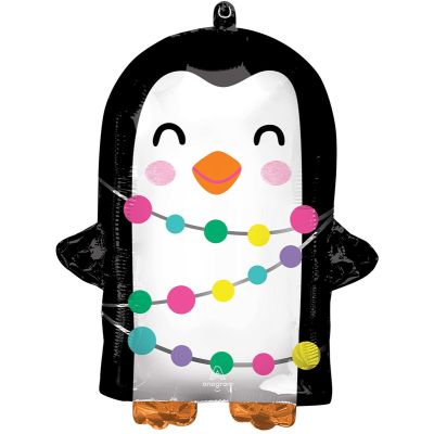 Bright Holiday Penguin Shaped Foil Balloon
