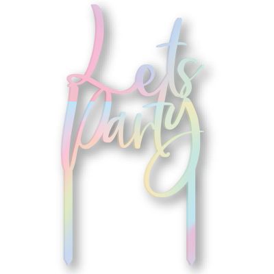 Iridescent Lets Party Cake Topper