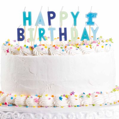 Happy 1st Birthday Blue Pick Candle