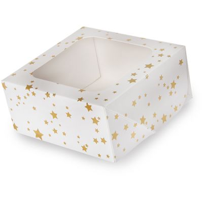 Foil Gold Star Square Treat Boxes With Window (pack quantity 2)