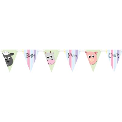Pastel Farm Animals Paper Flag Banner