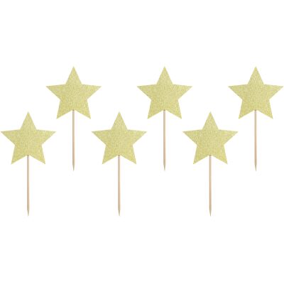 Gold Stars Cupcake Toppers