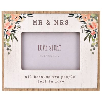 6x4 Inch Mr & Mrs Wooden Photo Frame