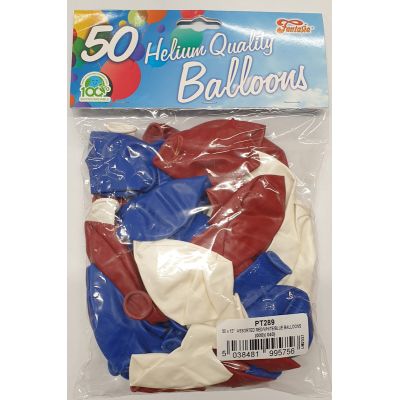 12 Inch Red/white/blue Balloons (pack quantity 50)