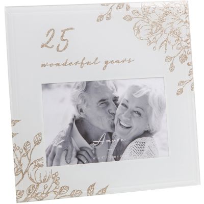 6x4in-25 Yrs Gold Floral Frame
