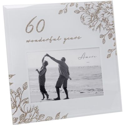 6x4 Inch 60 Years Gold Floral Frame