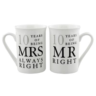 10 Years Mr & Mrs Mug Set