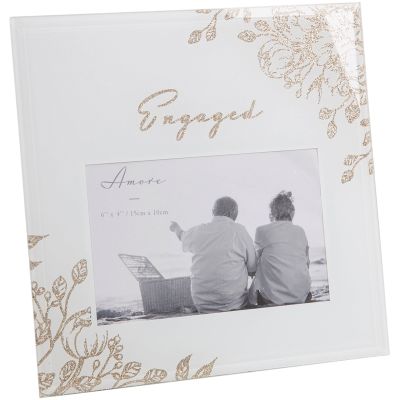 6x4 Inch Engaged Gold Floral Frame