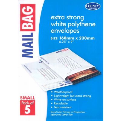  Small Polythene Mail Bags   (pack quantity 5) X10