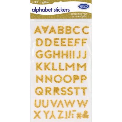 Gold 3d Glitter Alphabet Stickers