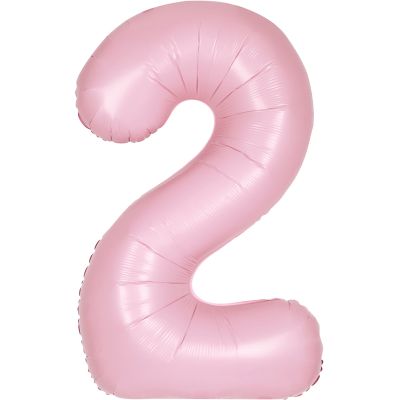 34 Inch Matte Lovely Pink Number 2 Foil Balloon