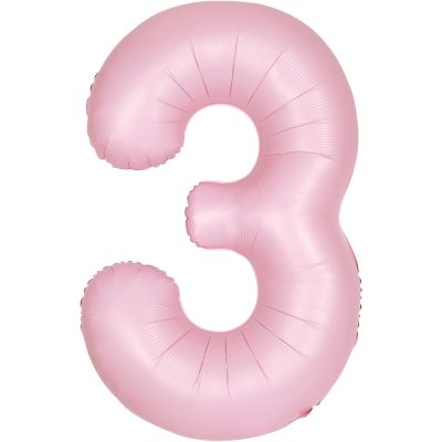 34 Inch Matte Lovely Pink Number 3 Foil Balloon
