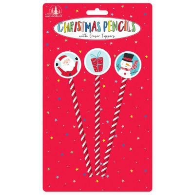 Christmas 3 Pencils With Toppers