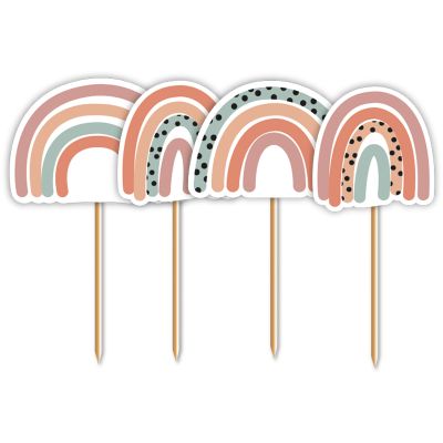 12pc Neutral Rainbow Cupcake Toppers