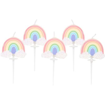 6cm Pastel Rainbow Pick Candles (pack quantity 5)