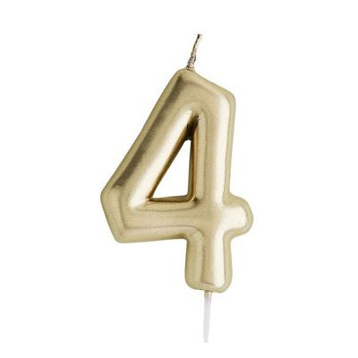 Gold Number '4' Candle