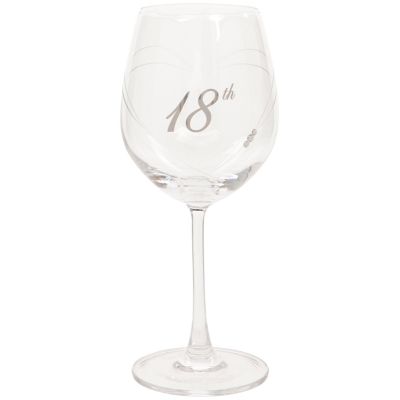 Etched Heart 18th Birthday Wine Glass