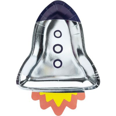 Rocket Shaped Space Party Plates (pack quantity 6)