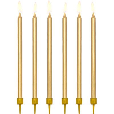 12.5cm Plain Gold Birthday Candles (pack quantity 12)