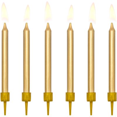 6cm Plain Gold Birthday Candles (pack quantity 6)