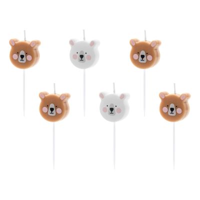 Bear Heads Birthday Pick Candles (pack quantity 6)