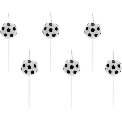 Soccer Balls Birthday Pick Candles (pack quantity 6)
