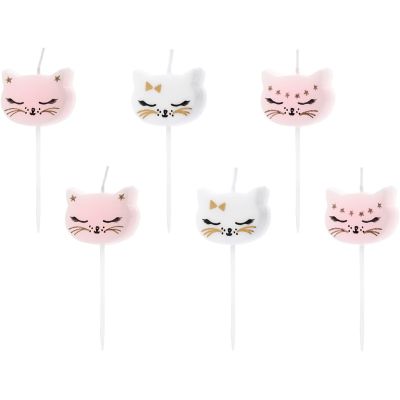 Kitty Cat Birthday Pick Candles (pack quantity 6)