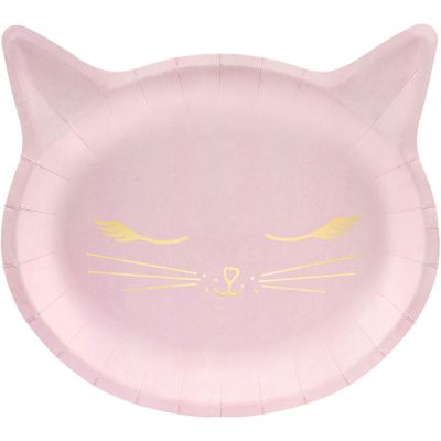 Pink Cat Shaped Plates (pack quantity 6)