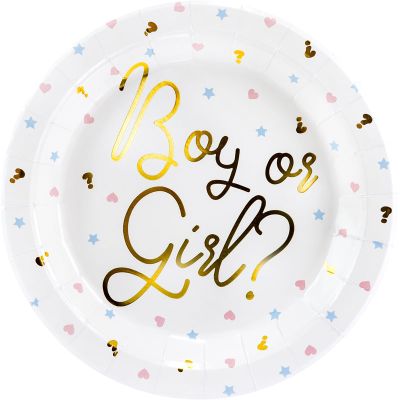 23cm Boy Or Girl Plates (pack quantity 6)