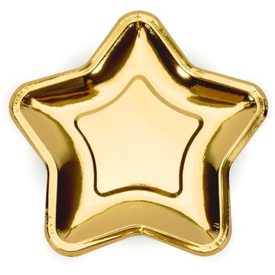 18cm Gold Star Shaped Plates (pack quantity 6)