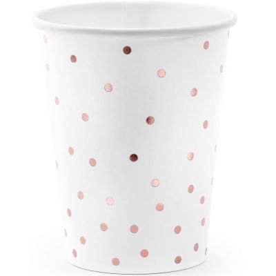 260ml White Polka Dots Cups (pack quantity 6)