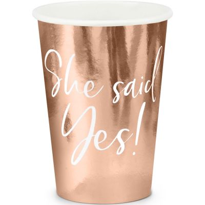 220ml She Said Yes Rose Gold Cups (pack quantity 6)