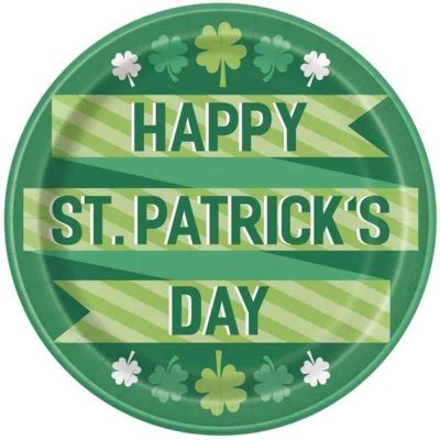 9 Inch Lucky Clover St Pats Day Plates (pack quantity 8)