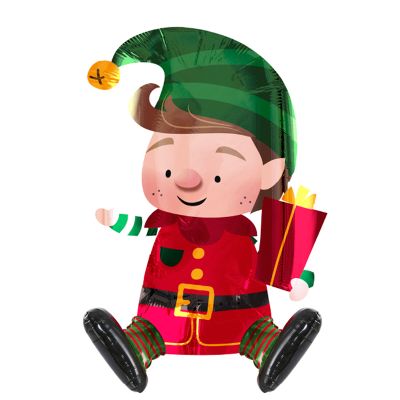 Sitting Elf Foil Balloon
