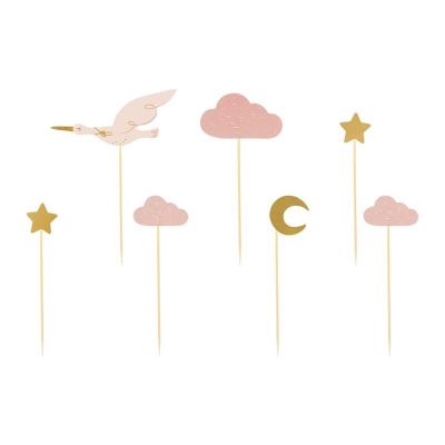 7pc Stork Cupcake Toppers