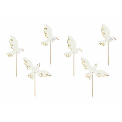 6pc Dove Cupcake Toppers