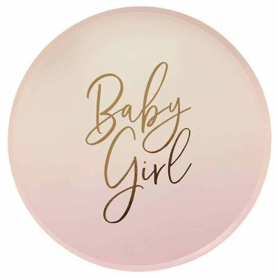 Pink 'baby Girl' Paper Plates (pack quantity 8)